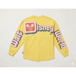 Retro Disney World Yellow Spirit Jersey Large Vintage Style 70s Puff Print NWOT